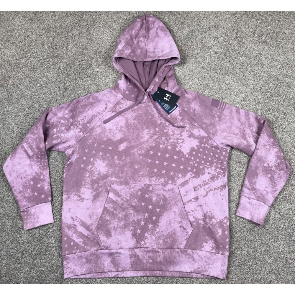 Under Armor Sweatshirt Womens XL Purple Freedom Hoodie American Flag Lounge NEW